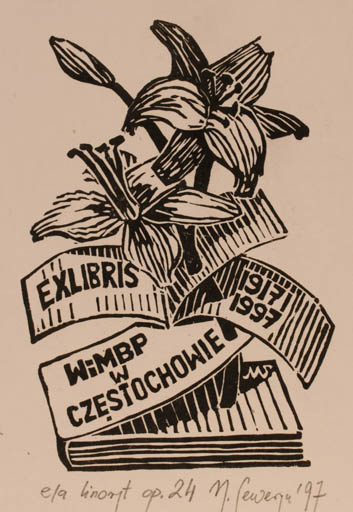 Exlibris by Malgorzaty Seweryn from Poland for Wimbp W Czestochowie - Flower Book 