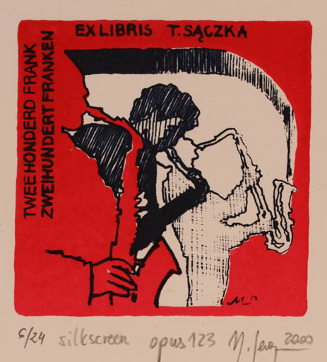 Exlibris by Malgorzaty Seweryn from Poland for T. Saczka - Music 