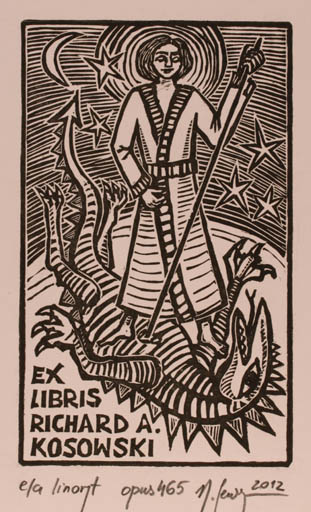 Exlibris by Malgorzaty Seweryn from Poland for Richard Kosowski - Sct.G. and the Dragon 