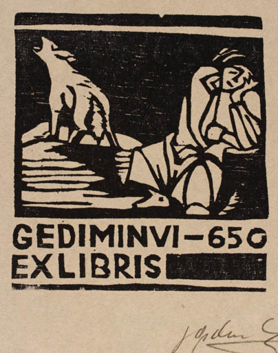 Exlibris by Georg Opdenberg from Germany for ? Gediminvi - Fauna Man 