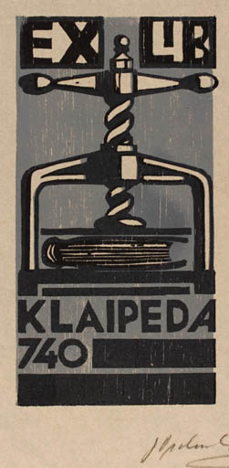 Exlibris by Georg Opdenberg from Germany for ? Klaipeda - Printing technique 