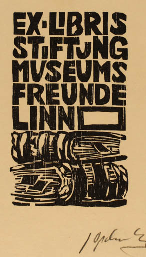 Exlibris by Georg Opdenberg from Germany for ? Stiftung Museums Freunde Linn - Book Text/Writing 