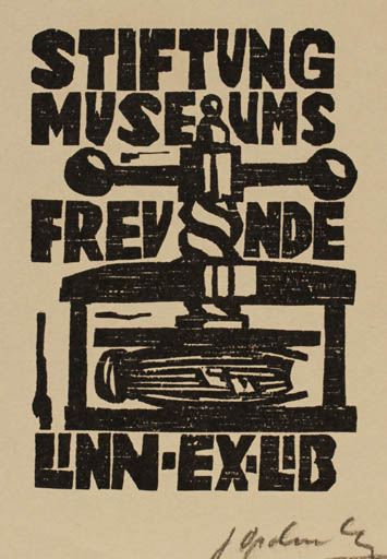 Exlibris by Georg Opdenberg from Germany for ? Stiftung Museums Freunde Linn - Book Text/Writing Printing technique 