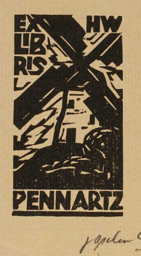 Exlibris by Georg Opdenberg from Germany for H.W. Pennartz - Mill 