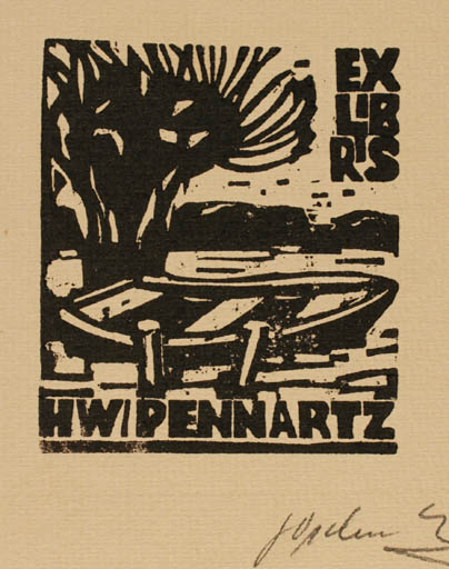 Exlibris by Georg Opdenberg from Germany for H.W. Pennartz - Ship/Boat 