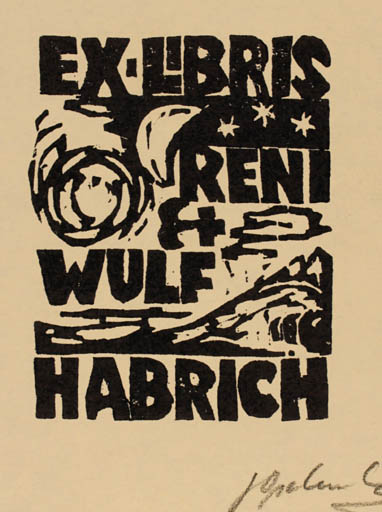 Exlibris by Georg Opdenberg from Germany for Reni- Wulf Habrich - Abstract 