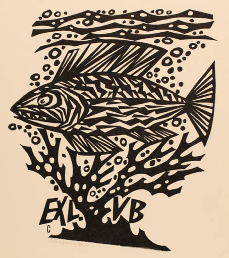 Exlibris by Vojtech Cinybulk from Czech Republic for ? V. B. - Fish 