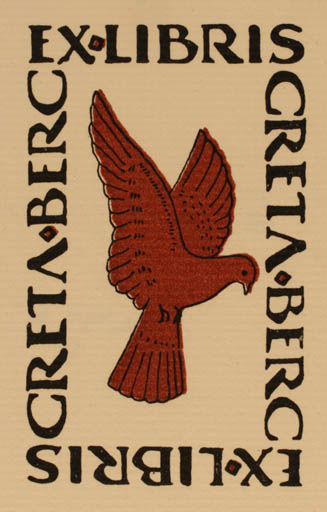 Exlibris by Ejnar Berg from Sweden for Greta Berg - Bird 