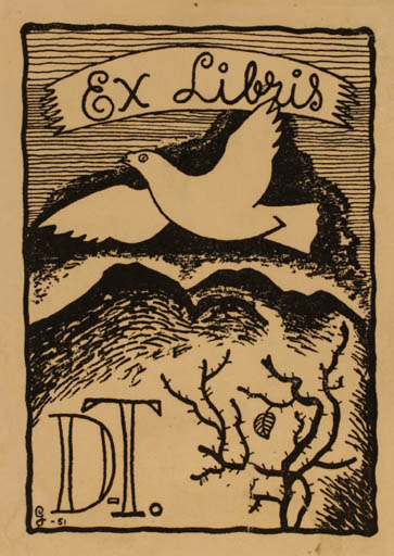 Exlibris by ? G from Unknown for ? D.T - Fauna Bird 