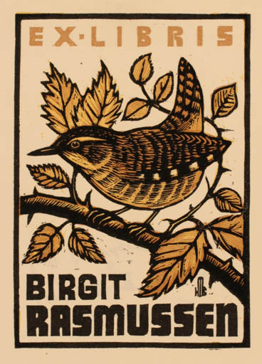 Exlibris by Hans Michael Bungter from Germany for Birgit Rasmussen - Bird 