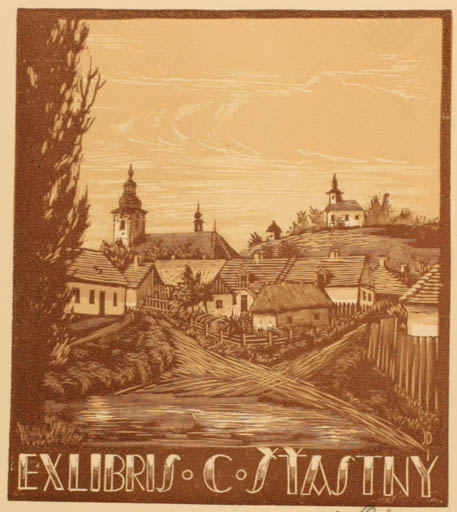 Exlibris by Jaroslav Dobrovolsky from Czech Republic for Ctibor Stastny - City Scenery/Landscape 