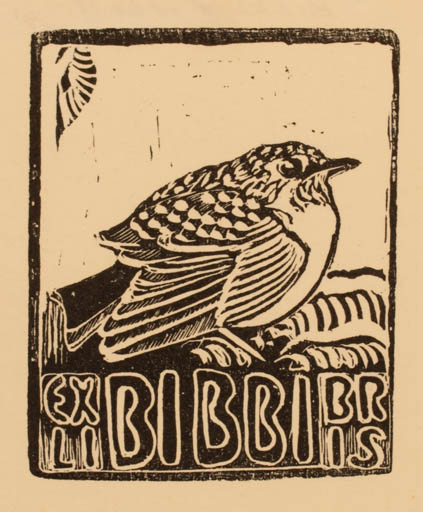 Exlibris by Leif Rydeng from Denmark for Bibbi Ziebell - Bird 