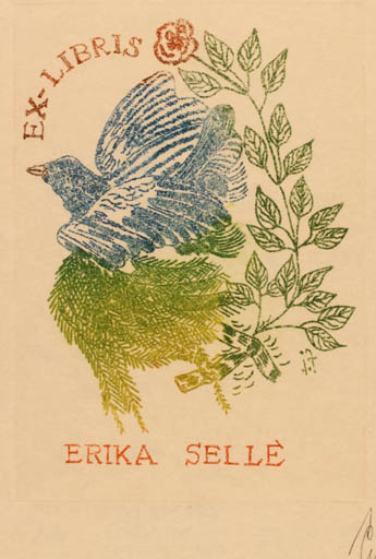 Exlibris by Illi Franz from Romania for Erika Selle - Bird 