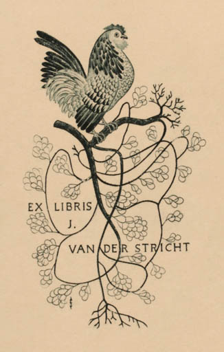 Exlibris by Mark F. Severin from Belgium for J van der Stricht - Bird 