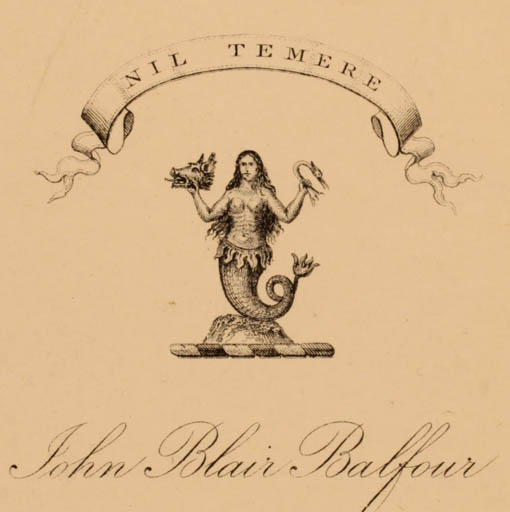 Exlibris by ? ? from Unknown for John Balfaur Blair - Mermaid 