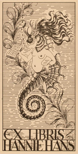 Exlibris by ? ? from Unknown for Hannie Hans - Mermaid 