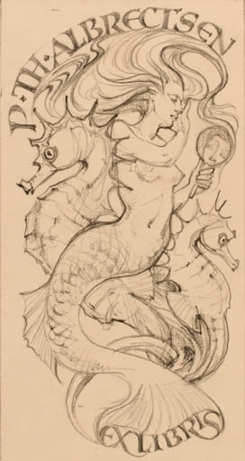 Exlibris by Leslie Benenson from Great Britain for Peter Therkel Albrechtsen - Mermaid 