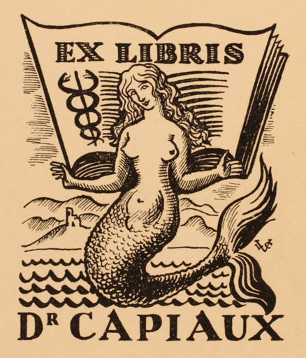 Exlibris by Valentin Le Campion from France for Dr Capiaux - Book Mermaid 