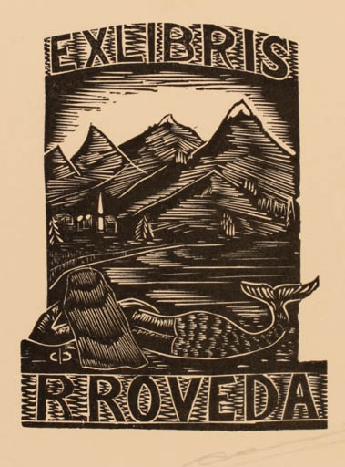 Exlibris by C. M. W. Cramer from Netherland for Roland Roveda - Mountain Mermaid 