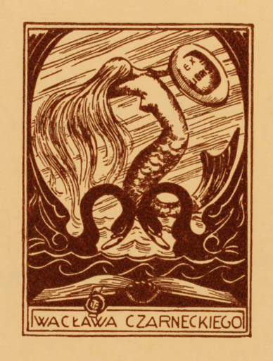Exlibris by Irena Czarnecha from Russia for Waclawa Czarneckiego - Mermaid 