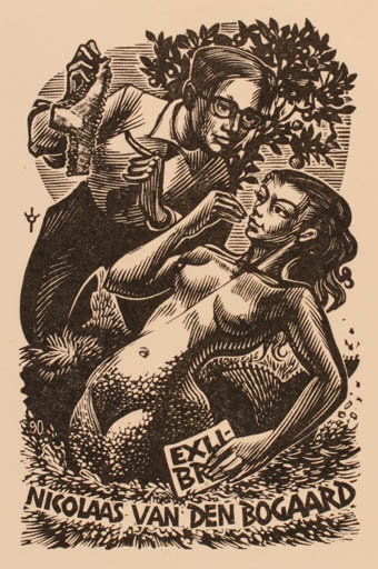 Exlibris by Frank-Ivo van Damme from Belgium for Nicolaas van den Bogaard - Mermaid Man 