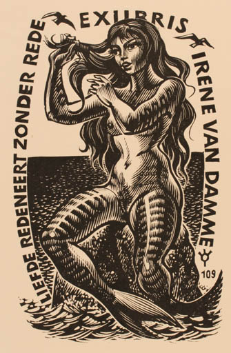 Exlibris by Frank-Ivo van Damme from Belgium for Irene van Damme - Mermaid 