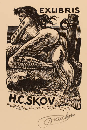 Exlibris by Frank-Ivo van Damme from Belgium for Henry Carlo Skov - Mermaid 