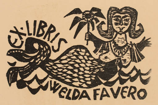 Exlibris by Lenke Diskay from Hungary for Welda Favero - Mermaid 