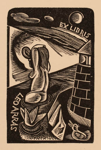 Exlibris by John Dix from Belgium for Leo Arras - Mermaid 