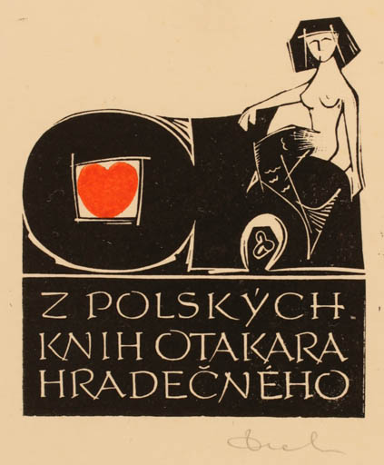 Exlibris by Zbigniew Dolatowski from Poland for Ing. Otakar Hradecny - Mermaid 