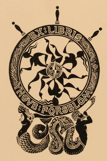 Exlibris by Yngve Forsblom from Sweden for Yngve Forsblom - Mermaid 