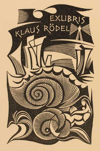 Exlibris by Dusan Janousek from France for Klaus Rödel - Mermaid 