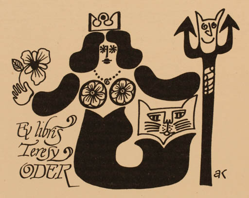 Exlibris by Andrzej Kot from Poland for Teresy Oder - Mermaid 