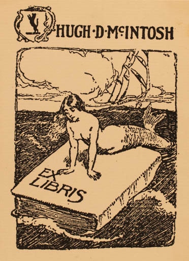 Exlibris by N Lindsay from Australia for Hugh D. Macintosh - Book Mermaid 