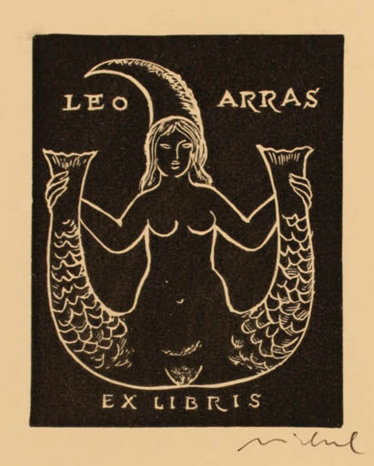 Exlibris by Rastislav Michal from Czechoslovakia for Leo Arras - Mermaid 