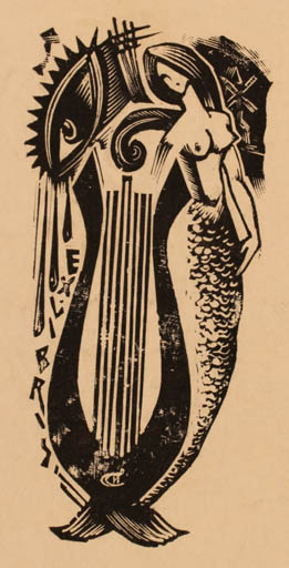 Exlibris by I Minakow from Russia for S. Ivenski - Mermaid 