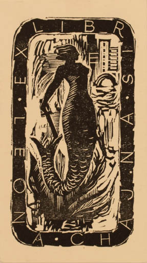 Exlibris by Adam Mlodzianoski from Poland for Leona Chajna - Mermaid 