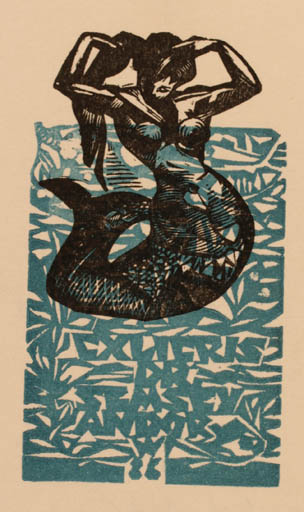 Exlibris by Arisztid Nagy from Hungary for Dr. Andor Semsey - Mermaid 