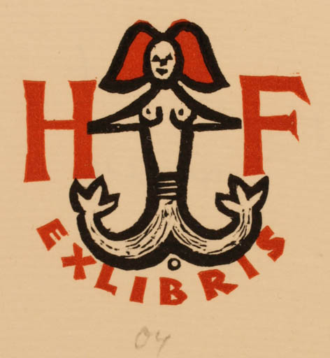 Exlibris by Herbert S. Ott from Germany for Helmer Fogedgaard - Mermaid 