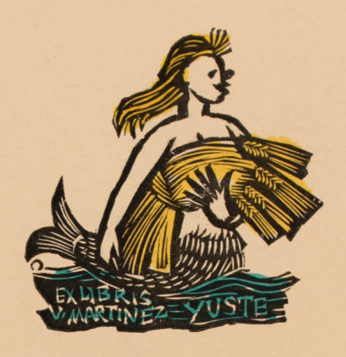 Exlibris by Herbert S. Ott from Germany for V.M. Yuste - Mermaid 