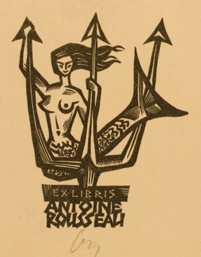 Exlibris by Norbert H. Ott from Germany for Antoine Rousseau - Mermaid 