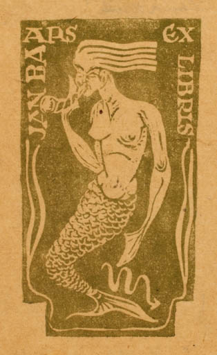 Exlibris by Emile Puettmann from Netherland for Jan Baars - Mermaid 