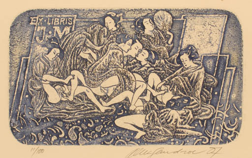 Exlibris by Gennadij Alexandrov from Czechoslovakia for ? J.M. - Erotica 