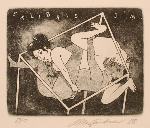 Exlibris by Gennadij Alexandrov from Czechoslovakia for ? J. M. - Erotica 