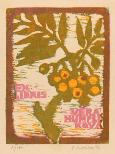 Exlibris by Alena Antonova from Czechoslovakia for Vera Humplikova - Fruit 