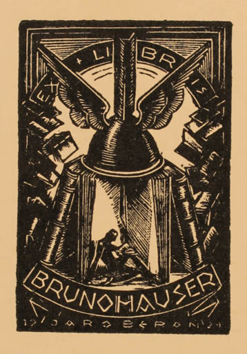 Exlibris by Jaro Beran from Czechoslovakia for Bruno Hauser - Book Hermes 