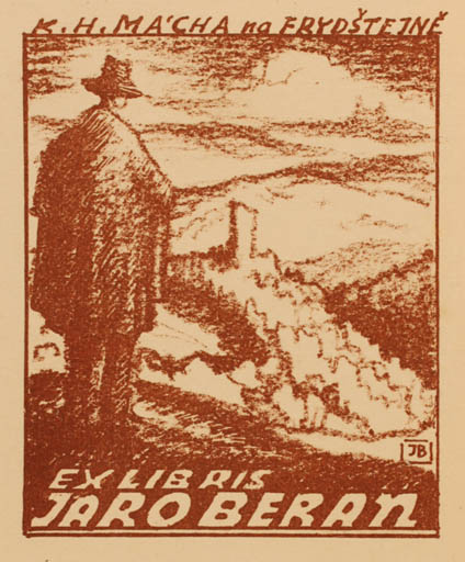 Exlibris by Jaro Beran from Czechoslovakia for Jaro Beran - Scenery/Landscape Man 