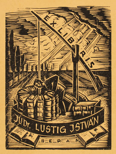 Exlibris by Jaro Beran from Czechoslovakia for Dr. Istvan Lustig - Book 