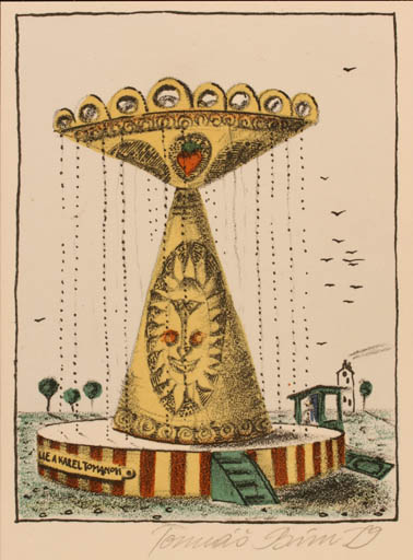 Exlibris by Thomas Bim from Czechoslovakia for Karel Tomanon - Theater/Cirkus 