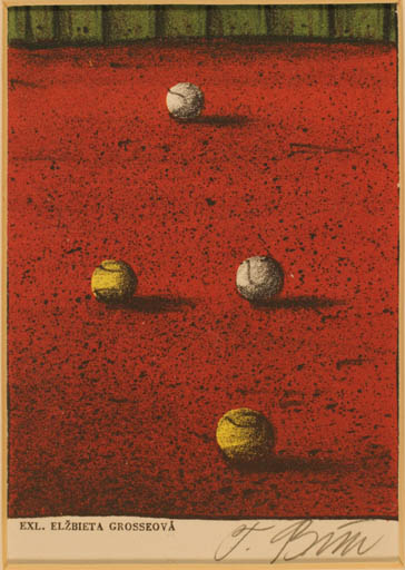 Exlibris by Thomas Bim from Czechoslovakia for Elzbieta Grosseová - Sport/game 